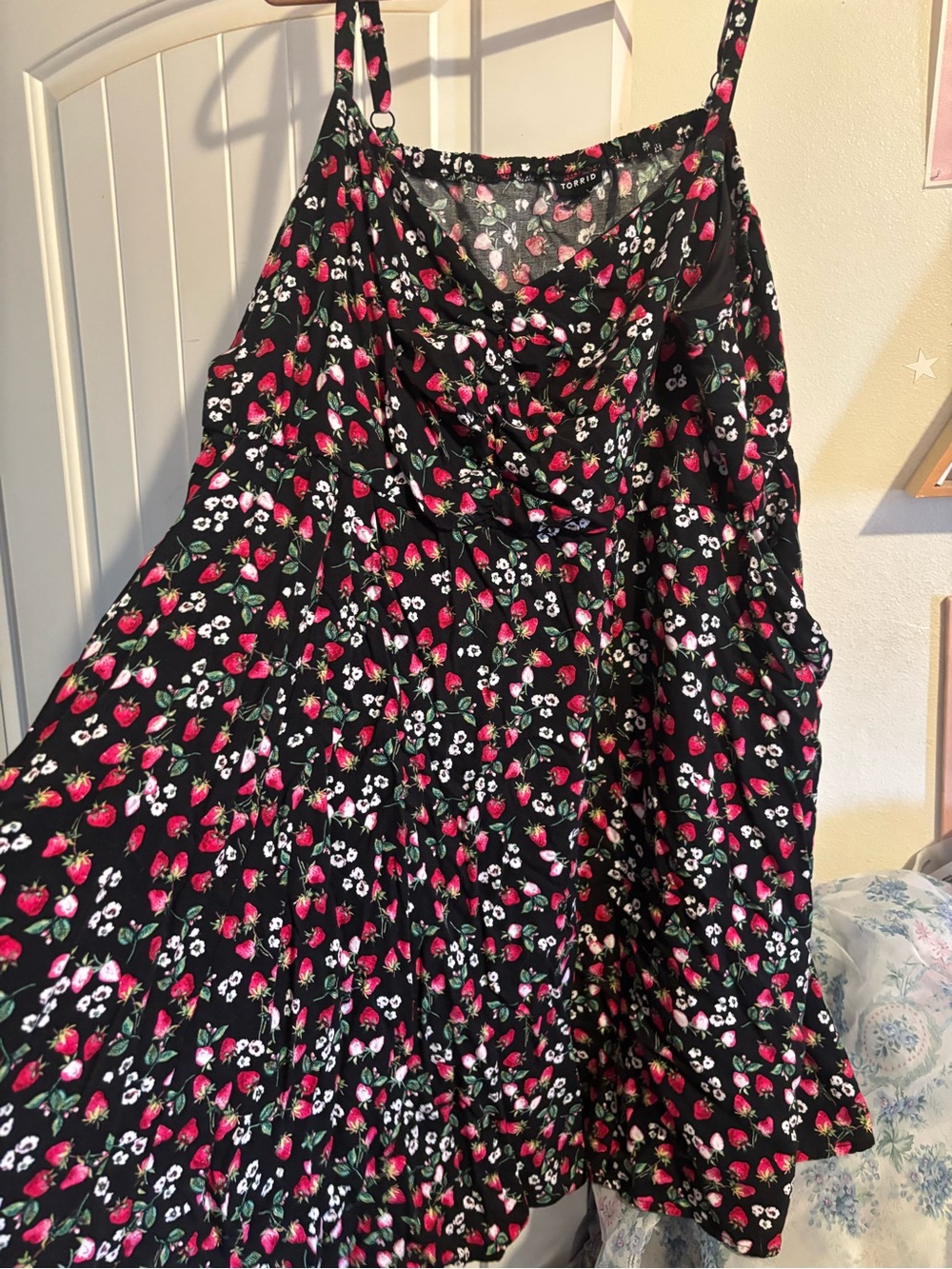 torrid Challis Black Strawberry Floral Sundress